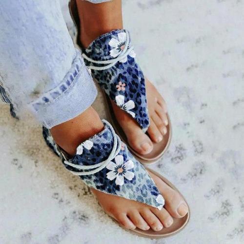 Women's Casual Small Orchid Zippered Flat Sandals