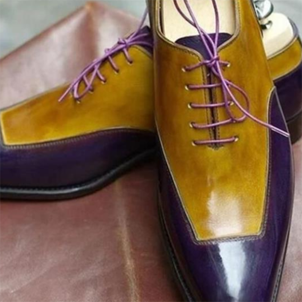 New Round Toe Men's Color Block Brogue Shoes
