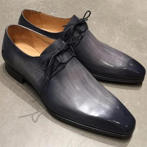 Men's Lace-up Leather Stitching Color Matching Shoes