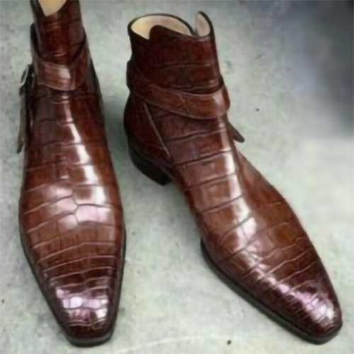 New Style Crocodile Texture Men's Short Boots