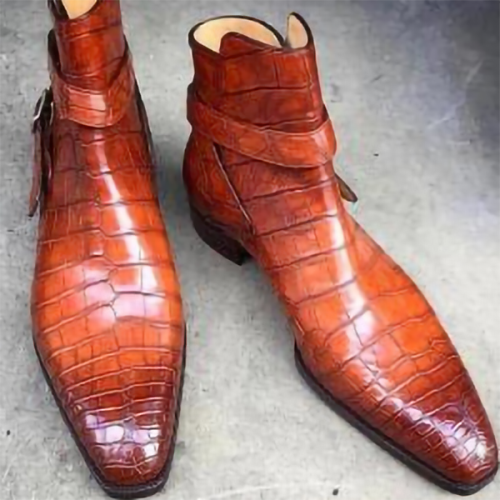 New Style Crocodile Texture Men's Short Boots