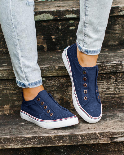 Women Zipper Daily Canvas Slip-on Athletic Sneakers