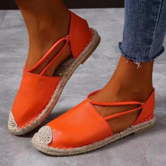Women Casual Daily Pu Woven Pure Color Flat Sandals