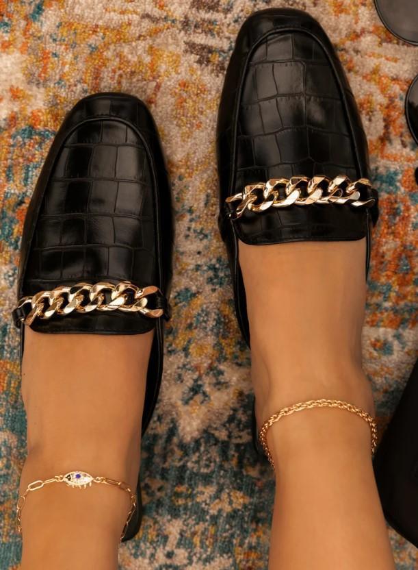 Solid Chains Decoration Slide Mules
