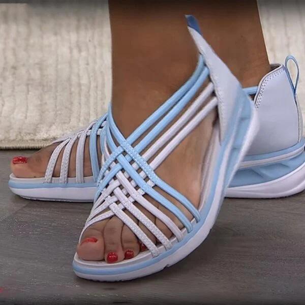 Casual Multi-Strappy Slip On Wedge Sandals