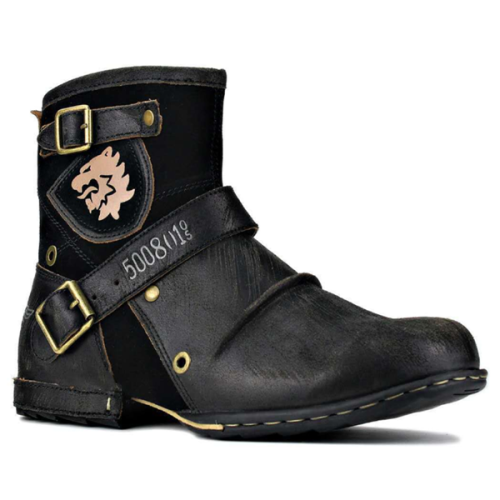 Fashion Trend New Round Toe Retro Men's Leather Boots
