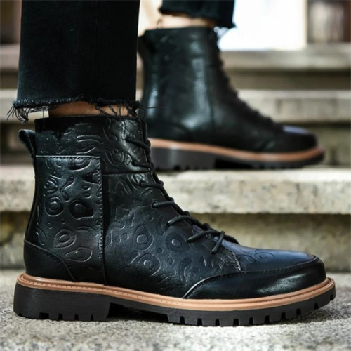 Men's Trendy Comfortable Low-heeled Square Heel Round Toe Low-top Martin Boots