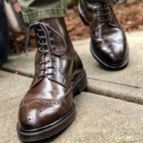 2021 Fashion Trend Brown Brogue Pattern Men's Boots