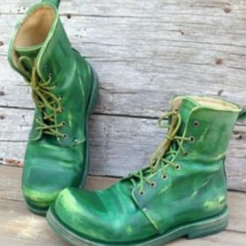 Men's Fashion Trend Green Leather Boot