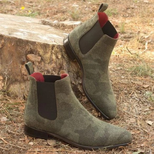 Fashion Trend Low-heel Non-slip Round Toe Solid Color Suede Chelsea Boots