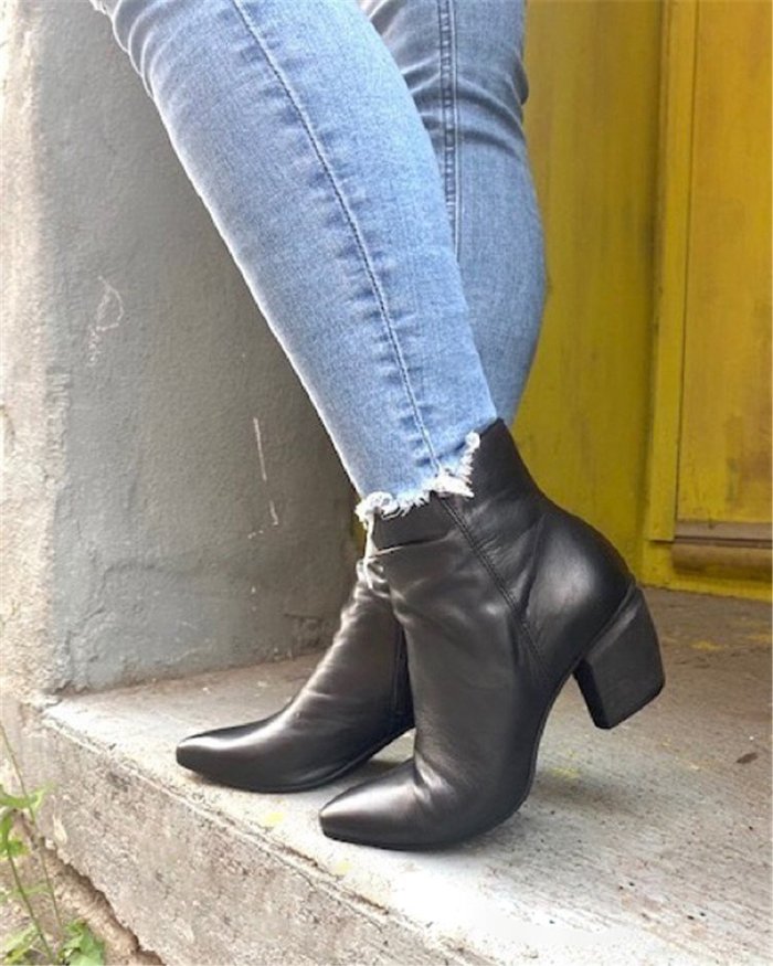 Women's Zipper Ankle Boots Low Heel Boots (Ready for Fal and Win)