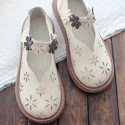 Women Sweet Casual Calico Band Hook Loop Loafers