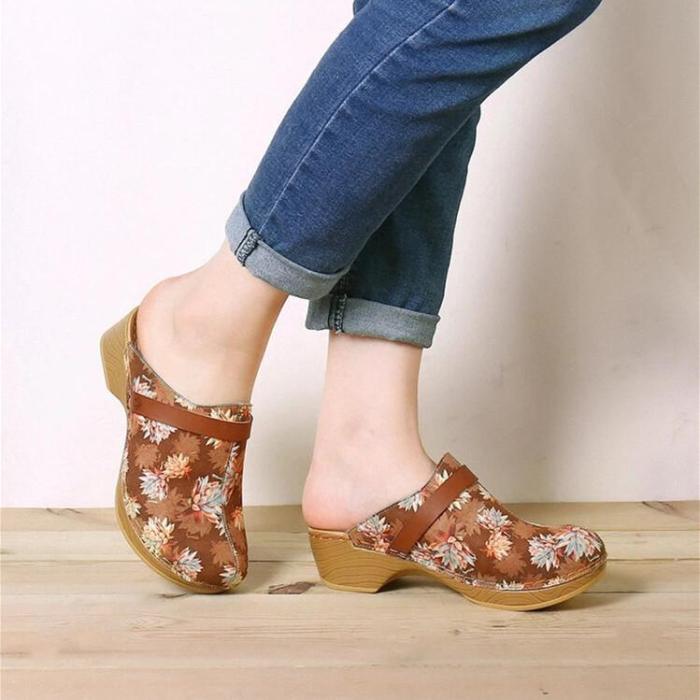 Comfy Wearable Slip On Wood Mules Clogs Casual Low Heel Sandals