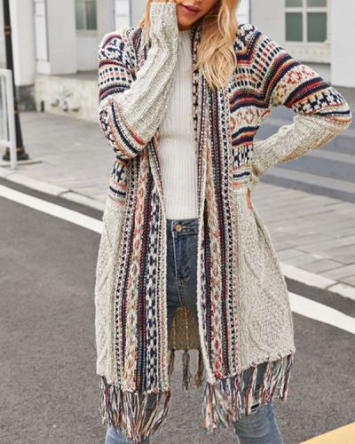 Tassel Midi Bohemian Knitted Cardigan