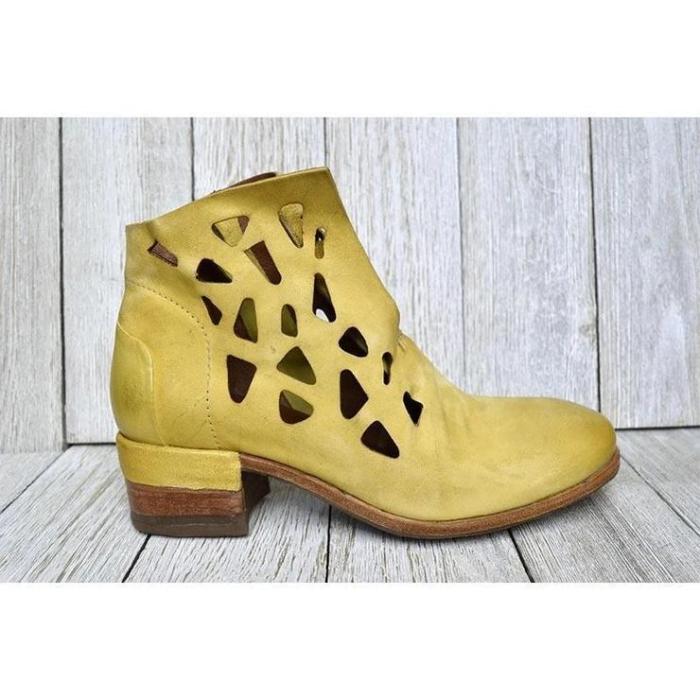 Women's Solid Color Hollow High-Heeled Boots