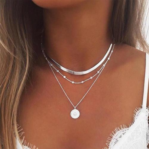 Hottest Layered Alloy With Coin Women's Necklaces 3 PCS