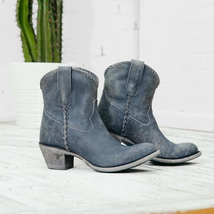 Mid-Calf Round Toe Slip-On Casual Boots