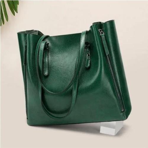 Women Solid Large Capacity Leisure Handbag Faux Leather Shoulder Tote Bag