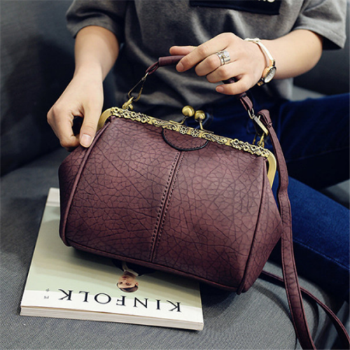 Women Vintage Hasp Bucket Bags PU Leather Crossbody Bags