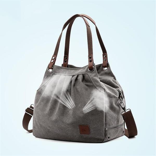 KVKY Women Canvas Tote Bag Casual Vintage  Large Capacity Handbag