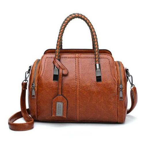 Vintage High Quality Leather Solid Rivet Female Handbags