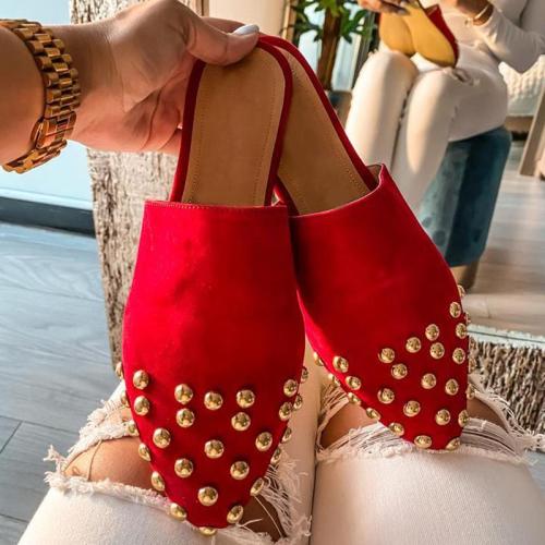 Fashion Closed Pointed Toe Rivet Flat Slippers