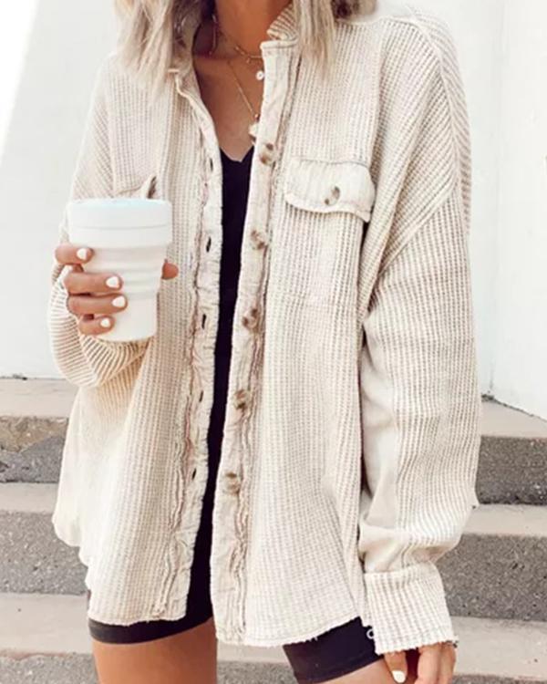 Long sleeve loose button jacket