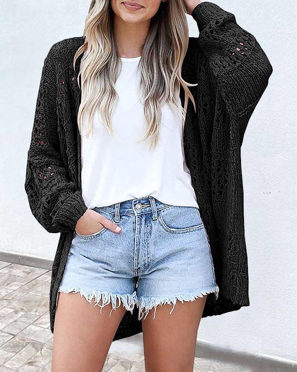 6 Colors Hollow out Loose Fit Fashion Knitted Cardigan