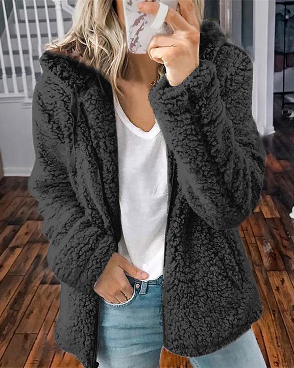 Hooded Woolen Fleece Jacket