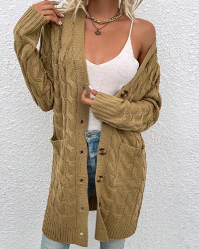 Solid Long Sleeve Knit Cardigan