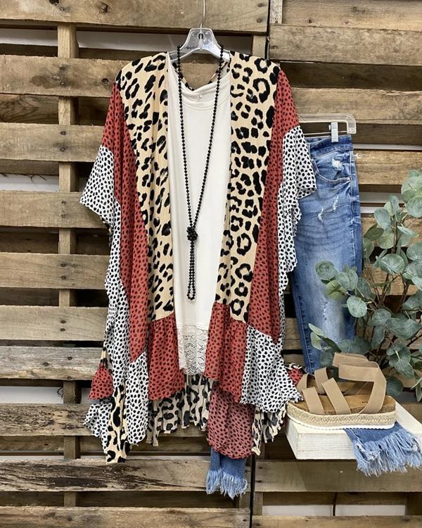 Autumn Fashion Leopard Print Short Sleeve Cardigan