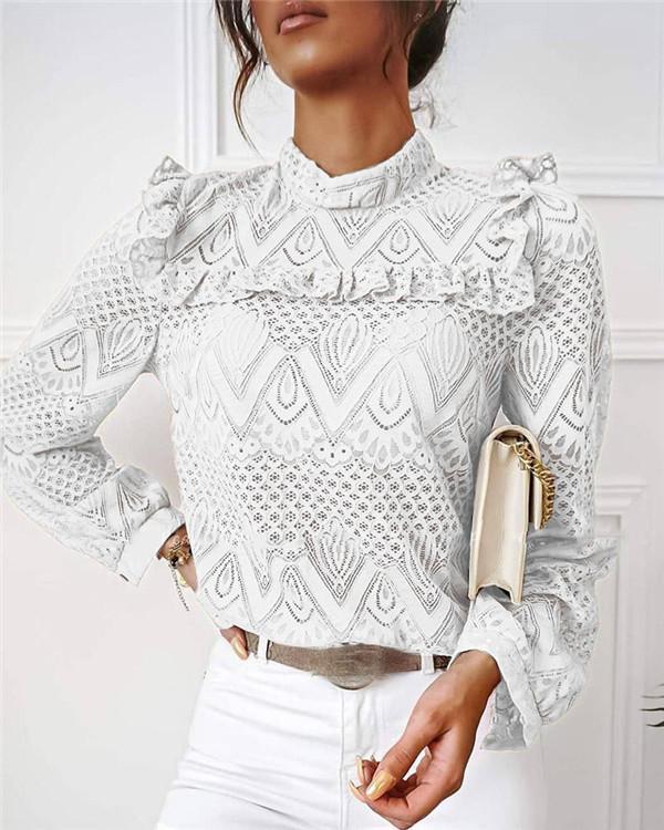 Lace Pleated Stitching Long Sleeves