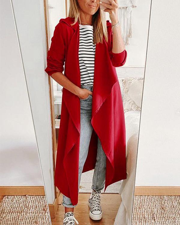 Fashion Casual Solid Color Mid-length Jacket