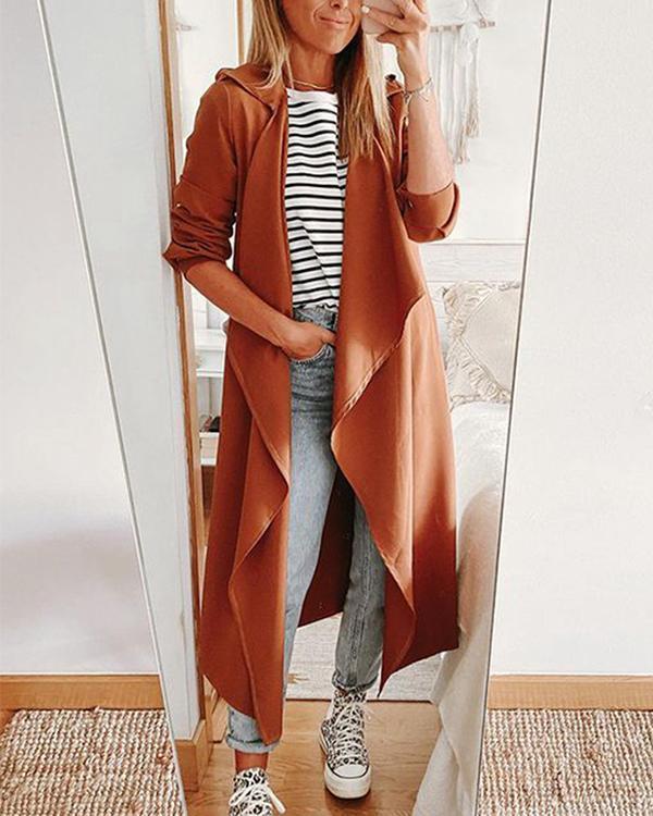 Fashion Casual Solid Color Mid-length Jacket