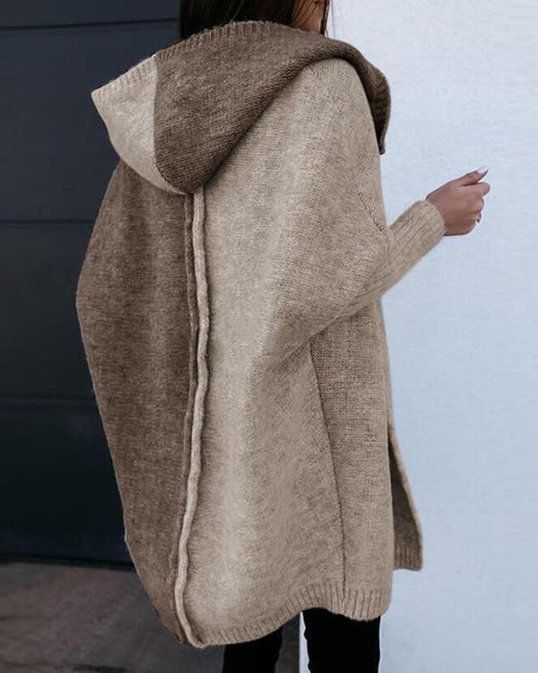Loose Mid-length Hooded Sweater Coat