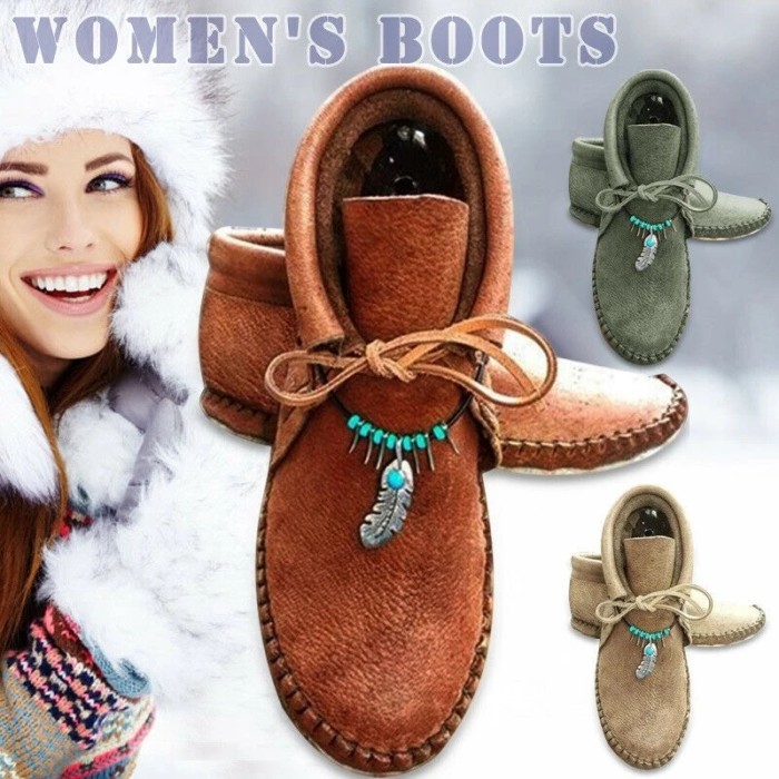 Camel All Season pu Leather Flat Heel Daily Boots