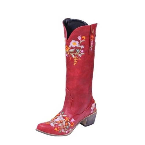 Pointed Toe Embroidered Fashionable Boots