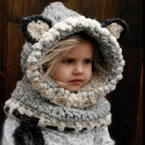 Children's Fox Crochet Shawl Hat