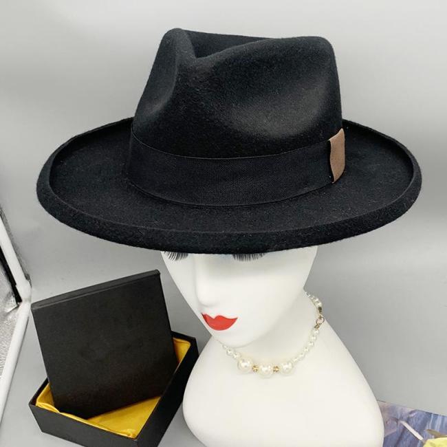 Women's Vintage Black Woolen Bucket Hat