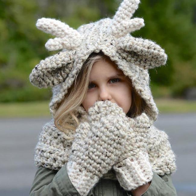 Children & Adult Crochet Fawn Handmade Hat Scarf