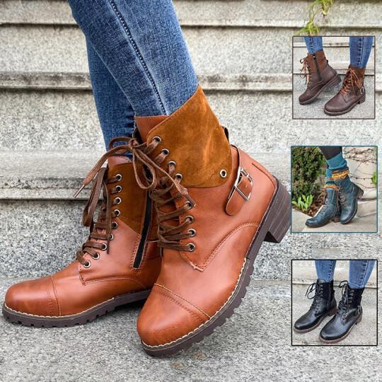 Chunky Heel  Leather All Season Tassel Boots