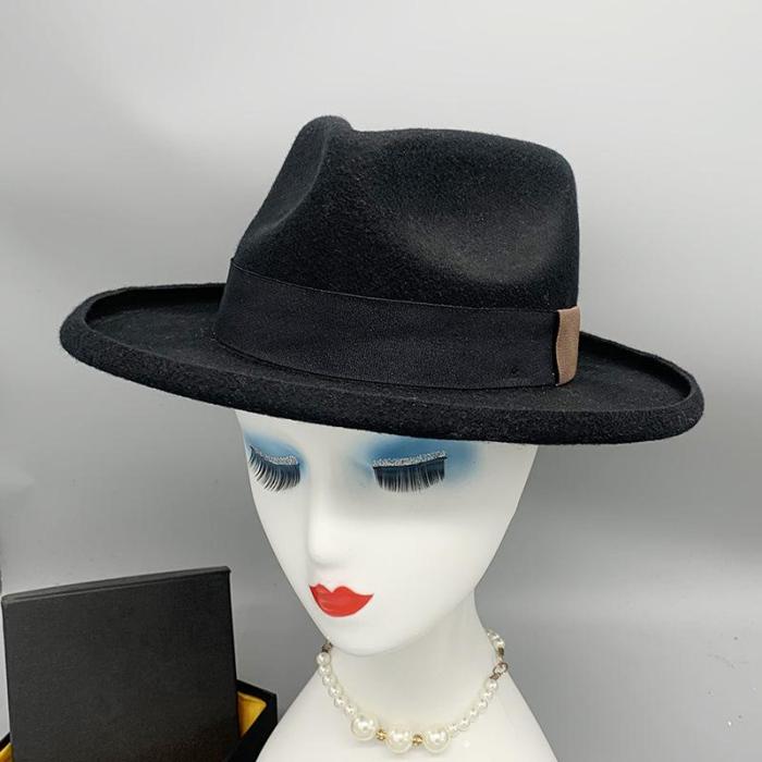 Women's Vintage Black Woolen Bucket Hat