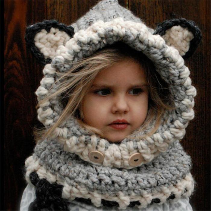Children's Fox Crochet Shawl Hat
