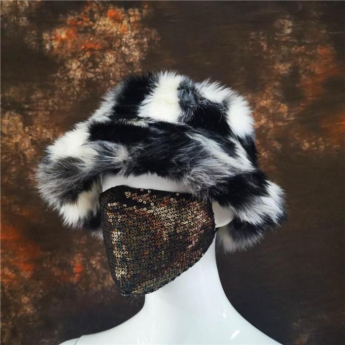 Fashion Autumn Winter Women Faux Fur Bucket Hat