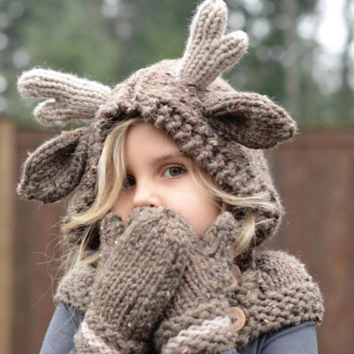 Children & Adult Crochet Fawn Handmade Hat Scarf