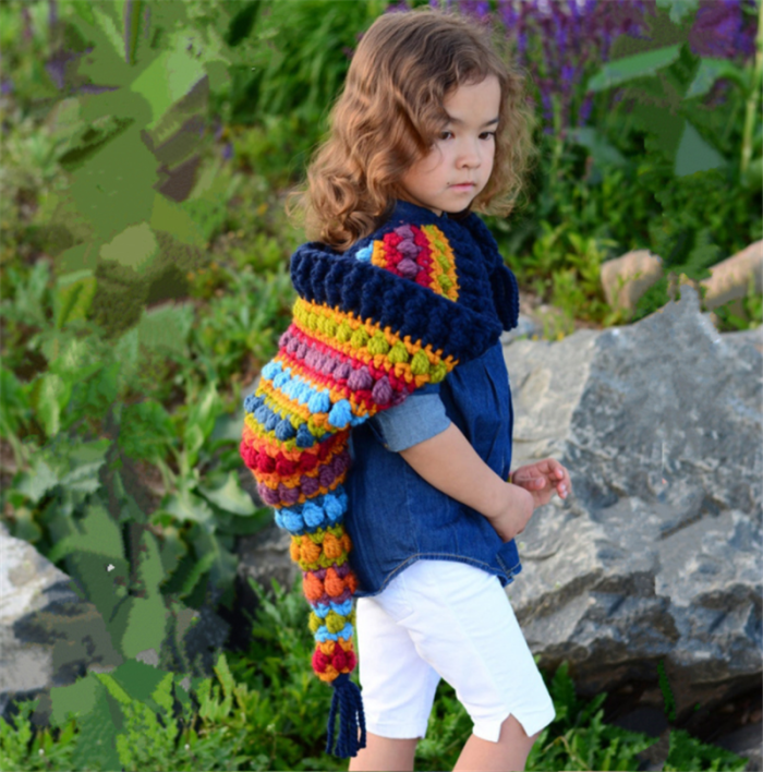 Children's Crochet Rainbow Long Tail Hat