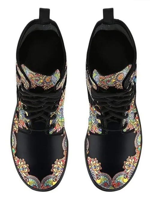 Dragonfly Abstract Print Martin Ankle Boots