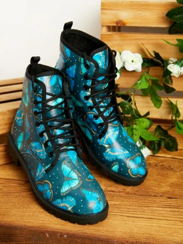 Casual Butterfly Print Martin Ankle Boots