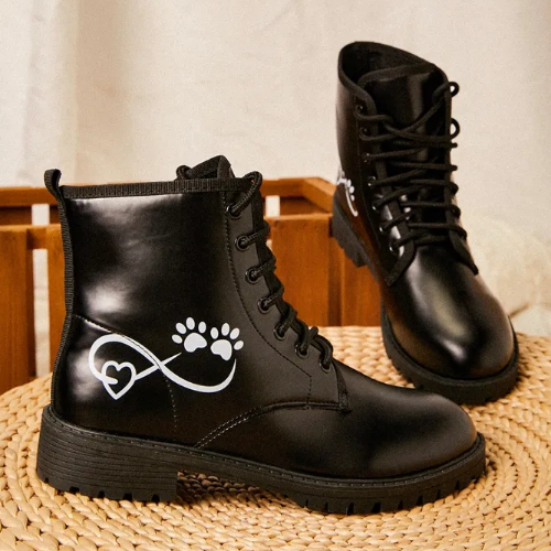 Simple Love Claw Print Martin Boots