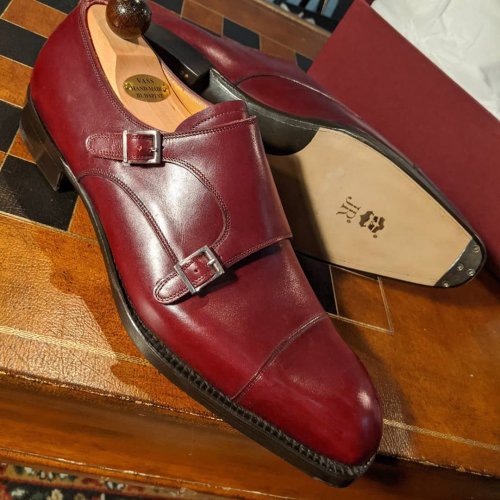 Men's Antique Cognac Double Monks Shoes